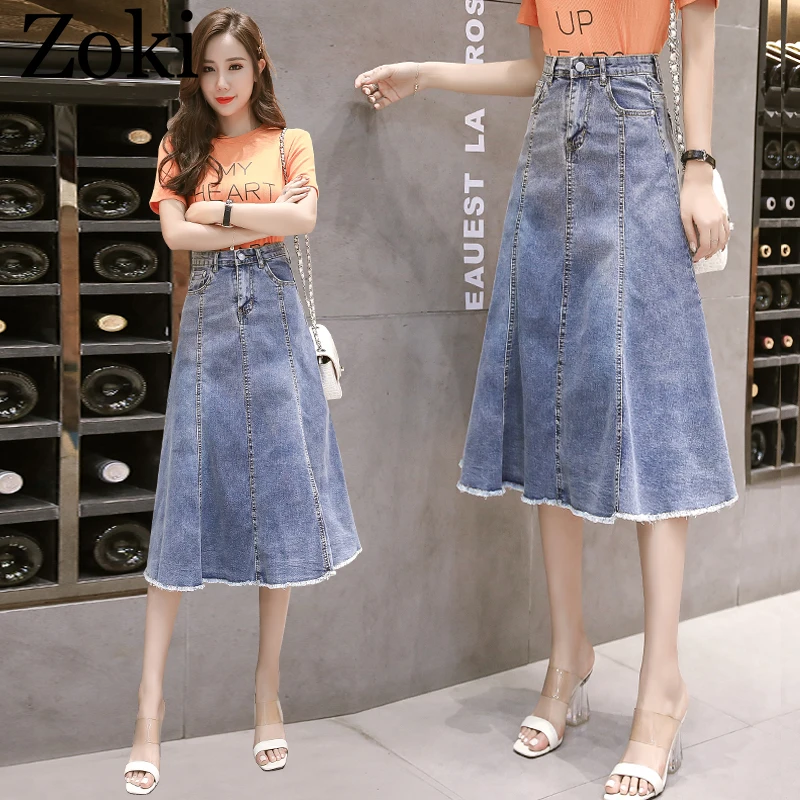 Зоки с высокой талией для женщин джинсовая юбка лето элегантная обувь подвесками