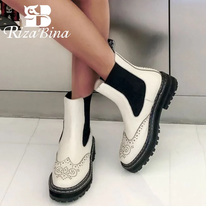 Ботильоны женские из натуральной кожи на нескользящем квадратном каблуке