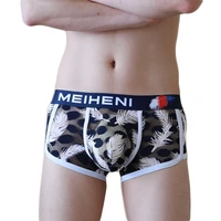 sexy underwear men boxers floral print mesh untra thin breathable panties men bikini low waist soft underwear boxershorts