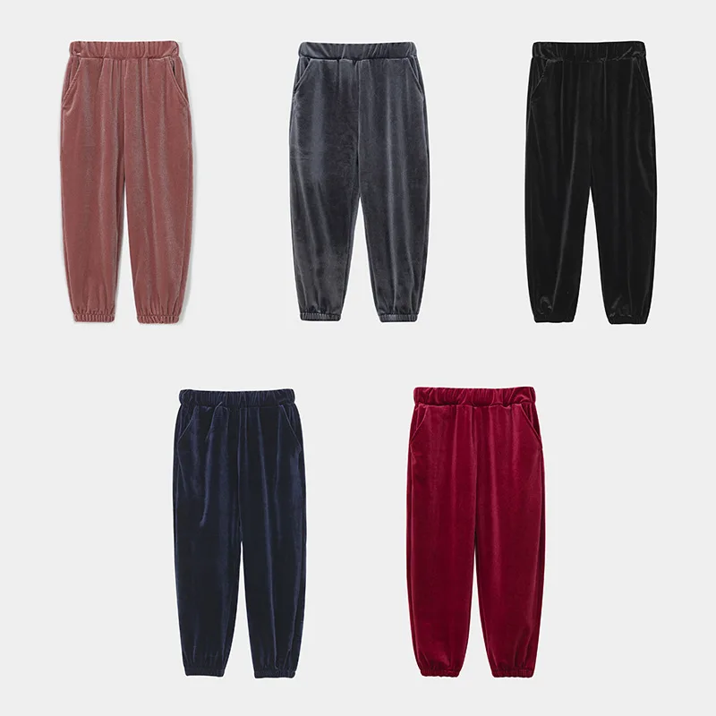 

Baby Boy Girl Pant Pleuche Kids Casual Trousers Solid Winter Autumn Spring Baby Clothing Bottom 3-12Y