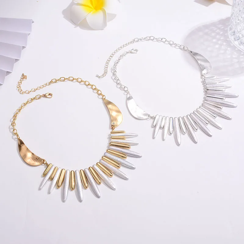 Shineland Punk Rock Rivet Collar Choker Necklace Metal Gold Silver Color Chunky Big Statement Jewelry for Women Wholesale Cheap | Украшения
