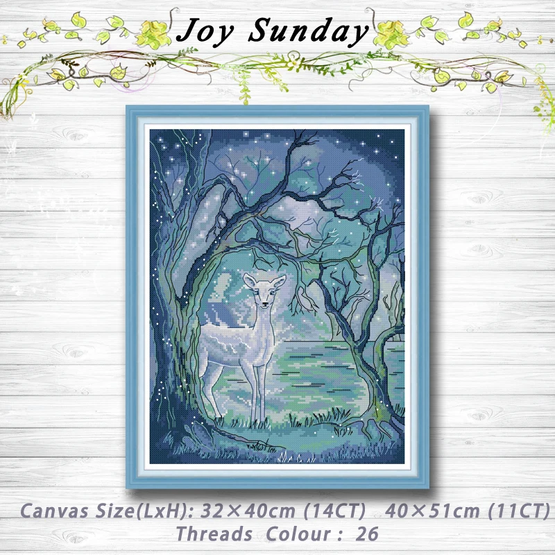 

Silver deer in Aurora animal decor painting dmc 14CT 11CT counted cross stitch kits embroidery sets Needlework Sets Home decor