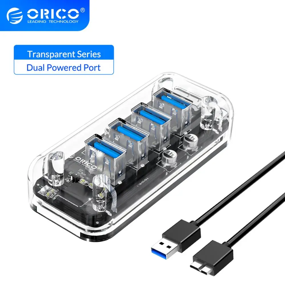Прозрачная серия ORICO 4 7 портов USB 3 0 хаб Многоскоростной usb разветвитель OTG адаптер