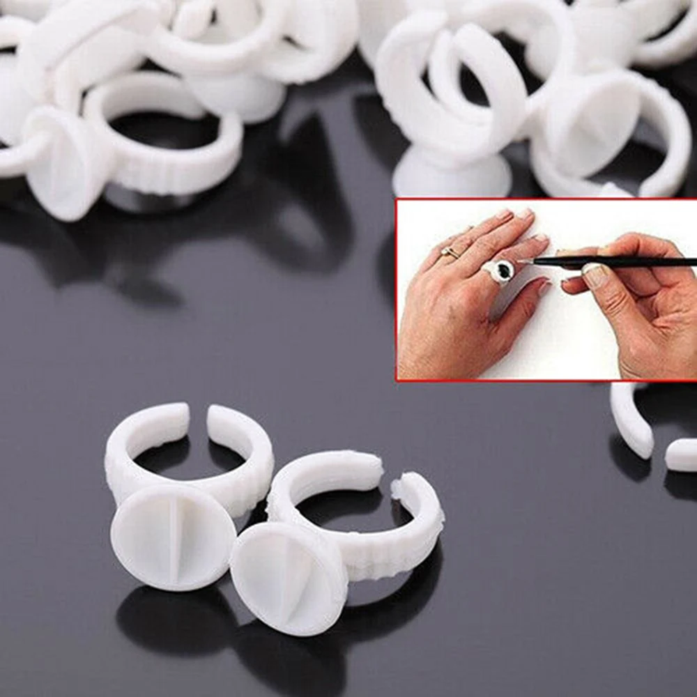 

100Pcs Disposable Glue Ring Holder Pallet for Eyelash Extension Best Durable Eyelash Extension Glue Divider Container
