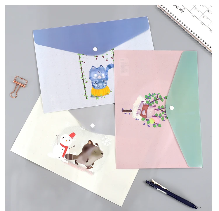 JIANWU A4 Cute cartoon PP Creative Document Bag School students file bag Bill Bag kawaii Office Supplies