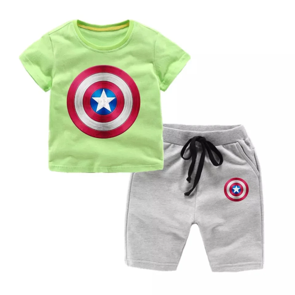 Комплекты одежды для мальчиков Marvel Avenger Captain America Детская футболка + штаны детские