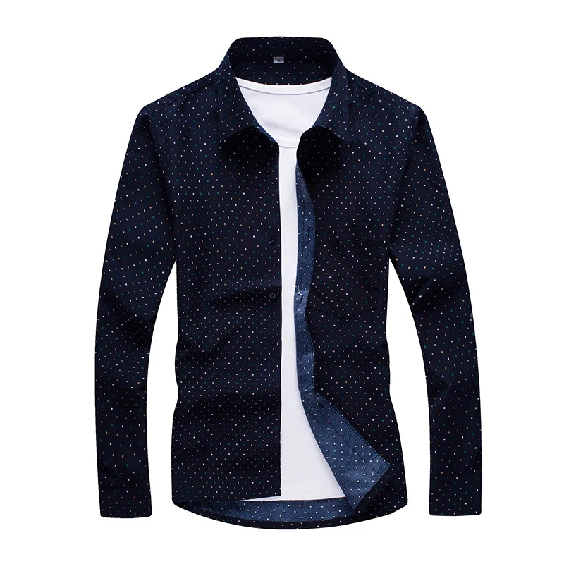 Синий Новая модная рубашка с длинными рукавами, 5XL, 6XL, 7XL, 8XL, большой размер, Повседневная рубашка, камуфляжная, с принтом, Пляжная, английская, тонкая рубашка - Цвет: Синий