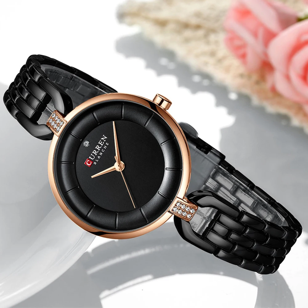 

Rose Gold Watches Women CURREN Luxury Simple Quartz Bracelet Wrist Watch Women Watch Style Stainless Steel Band Clock 2019