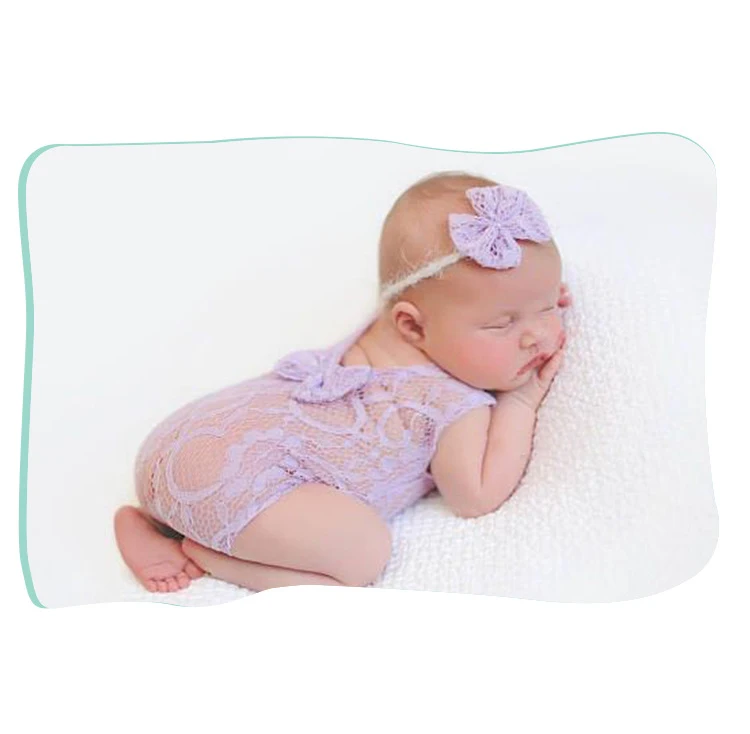 Accesorios de fotograf&iacute;a para reci&eacute;n nacido, Pelele de encaje para beb&eacute;, conjunto de diadema, accesorios de fotograf&iacute;a para beb&eacute; ni&ntilde;a, ropa con lazo, disfraz de Color s&oacute;lido-1