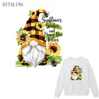 Наклейка в виде подсолнуха, гнома, наклейка сделай сам, наклейка для утюга, наклейки на одежду, термонаклейка, милая аппликация в виде пчелы