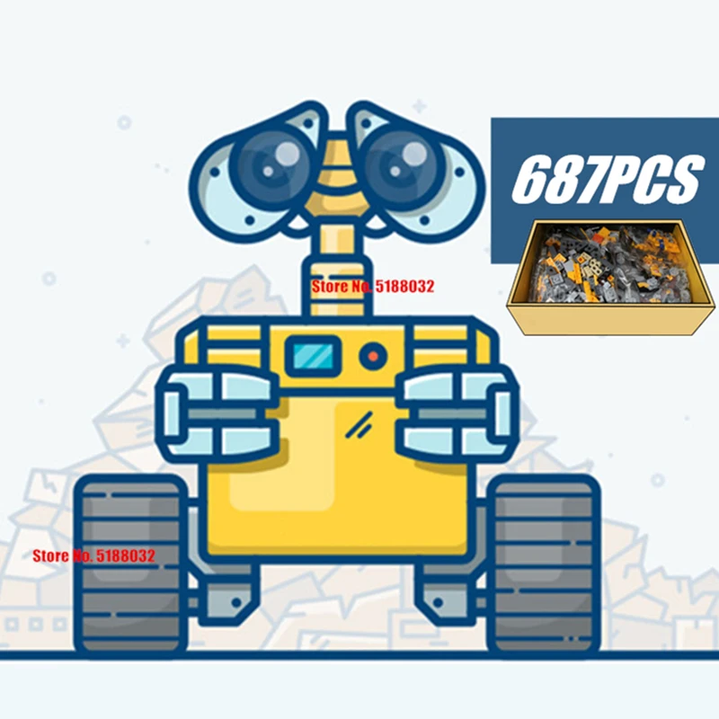 New Disney PIXAR Movie WALL E Motorized RC Robot Motor Power DOLL Figures Technical Building Block Brick Toy Gift Kid Birthday | Игрушки и