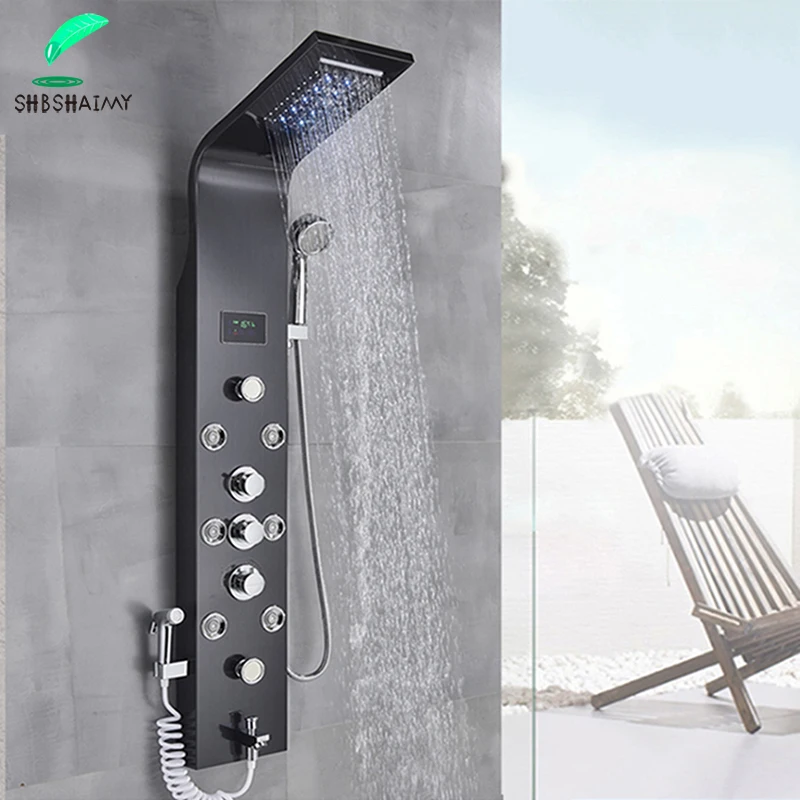 Настенная светодиодсветодиодный душевая панель SHBSHAIMY из нержавеющей стали |