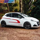 Спортивные полосы, автомобильные дверные полосы, наклейка на талию для PEUGEOT 208 GTI, 3 двери, обе стороны, декоративные наклейки для кузова автомобиля