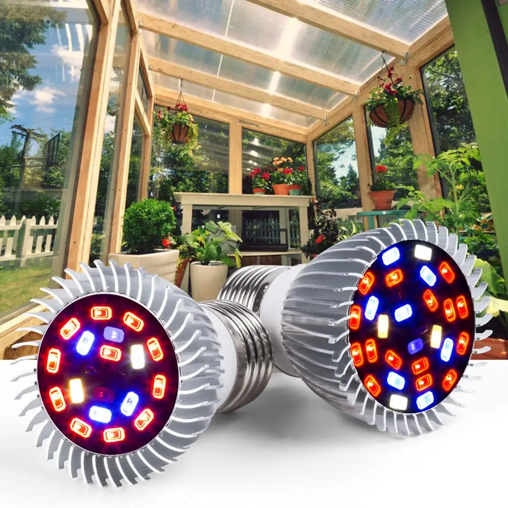 

DuuToo 220V Grow Light E27 Bulb Phyto Lamp Greenhouse Grow Tent For Flower Plants Seeding Fito Full Spectrum Ampoule E14 18W 28W