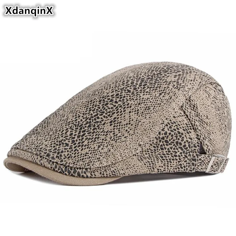 

XdanqinX Novelty Women Beret Hat Snake Skin Leopard Berets 2020 New Men's Cotton Brands Cap Adjustable Size Couple Hats Unisex