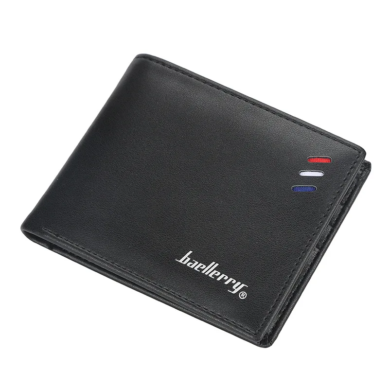 Black 2 Baellerry, новинка, тонкие мужские кошельки из искусственной кожи, короткий дизайн, высокое качество, мужской кошелек, держатель для карт, винтажный Держатель для фото, мужские кошельки - Цвет: Black 2