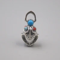 pure 925 sterling silver pendant bless lucky carved pattern bell talisman pendant for men women gift 2613mm