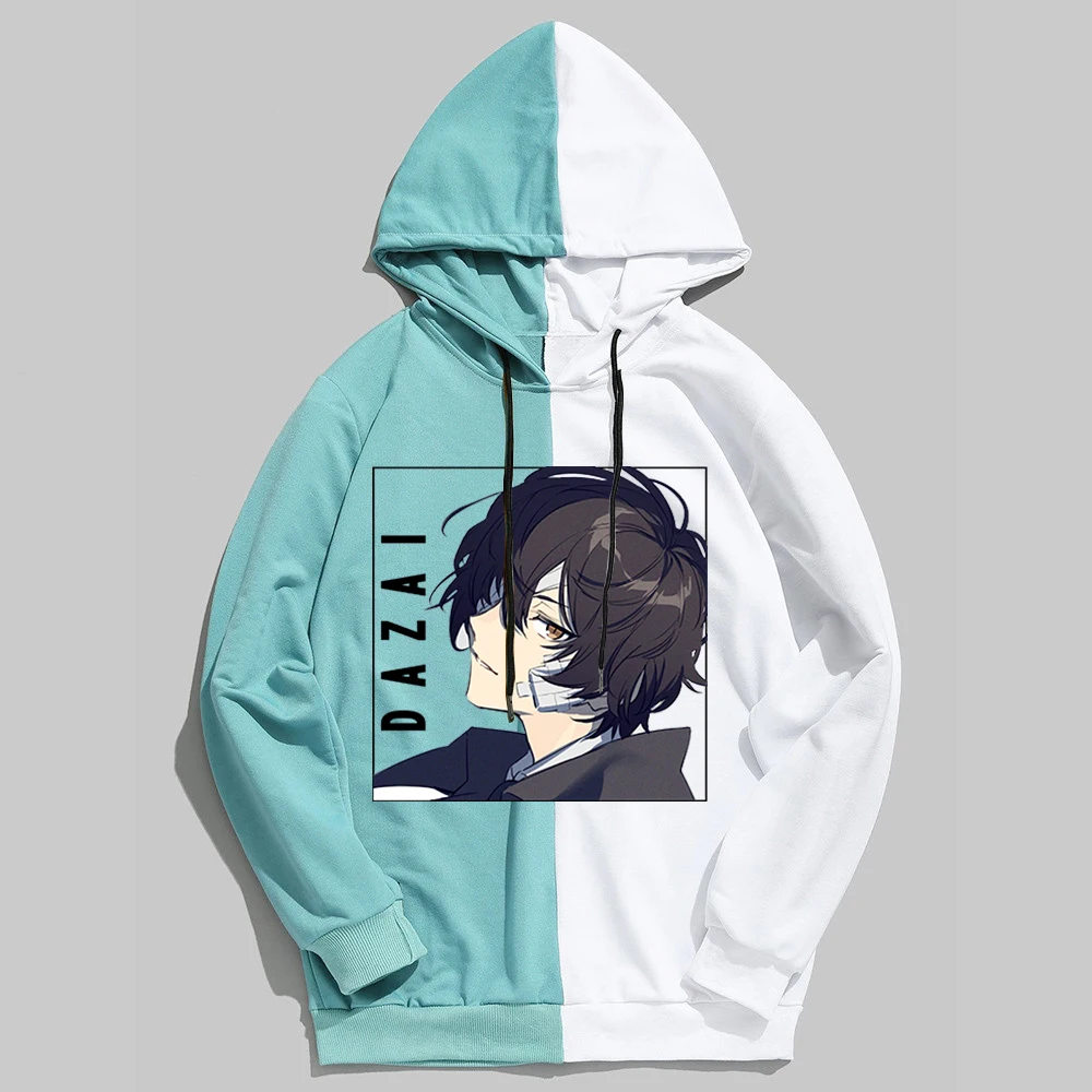Patchwork Hoodies Japan Anime Bungou Stray Dogs Chuuya Nakahara Osamu Dazai Hoodies Women Men Anime Hoody Plus Size Clothing