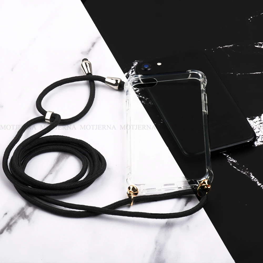 Transparent Phone Acrylic Airbag Case For iphone 7 8 6 6S Plus XS Max XR Lanyard Necklace Shoulder Neck Strap Rope Cord Cover |