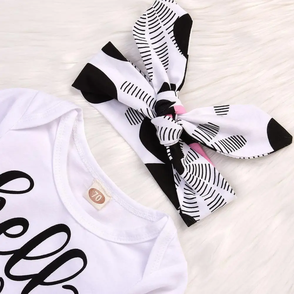 Комплекты одежды для новорожденных девочек топы с буквенным принтом Hello World