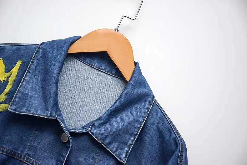 Джинсовые короткие джинсы деним куртка Женская Плюс Размер синий Повседневная