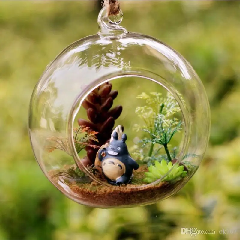

10 cm Creative Hanging Glass Vase Succulent Air Plant Display Terrarium,Decorative Clear Glass Globe, Hanging Air Plant Terrariu