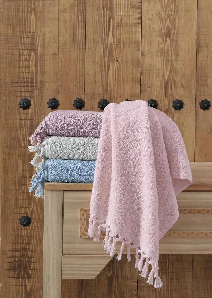 

ESTELLA 6 PIECES 70 X140 BATH TOWEL HIGH WEIGHT TURKISH TOWEL, SPA, HOTEL, BEACH TOWEL SPORT JACQUARD SILVERY TOWEL SET