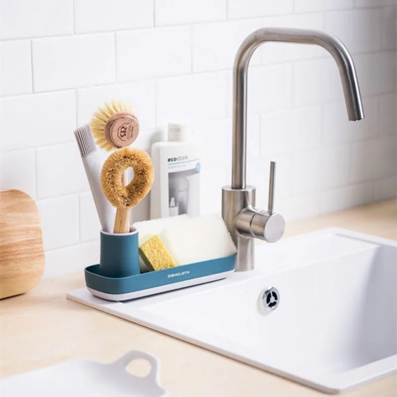 

Creative Bathroom Desktop Soap Storage Rack Decorative Wall Shelf Home Plastic Brushes Cutlery Holder Kitchen Sink Sponge Holder