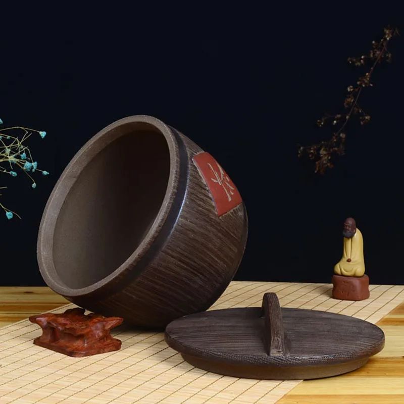 Чайная банка ручной работы из натуральной фиолетовой глины чайная с уплотнением