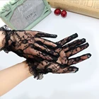 Перчатки женские кружевные с открытыми пальцами, черные эластичные сетчатые Защита от солнца с солнцезащитным козырьком, летние