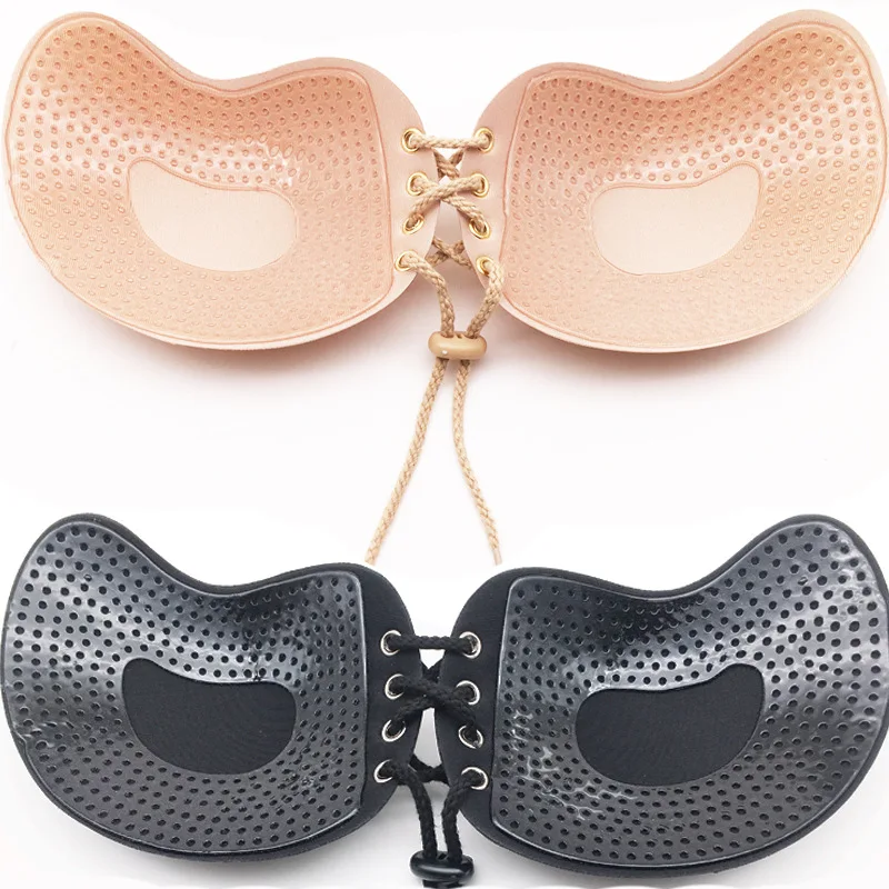 

CXZD Reusable Sexy Mango Shape Self Adhesive Strapless Silicone Bras Deep V-shaped Backless Breast Pad Invisible Push-up Bra