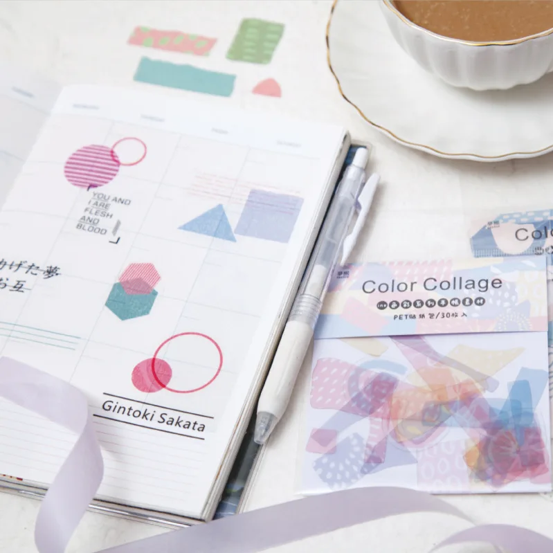 30 шт./компл. Kawaii Journal наклейки геометрические ПЭТ прозрачные декоративные Сделай