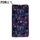 Женский кожаный кошелек FORUDESIGNS с рисунком призрака тыквы готического кота дизайнерский длинный Стильный клатч из искусственной кожи с держателем для карт женские кошельки для денег