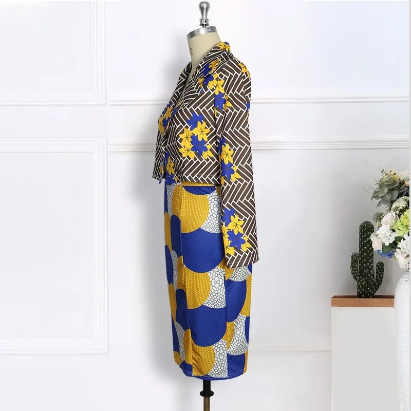 Женский комплект из двух предметов короткий Блейзер с принтом и юбка карандаш