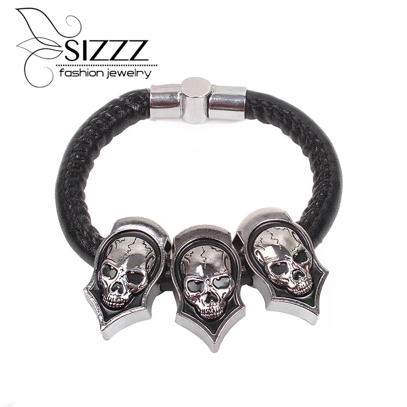 2019 21 см длинный европейский и американский панк стиль череп головы браслет