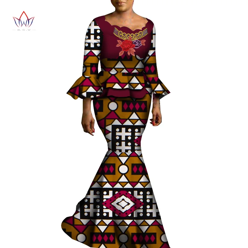 Designer Clothes Women Luxury Top And Skirt Set Bazin Riche New Africa Dashiki Plus Size Women Clothes Set Fashion Style WY6890