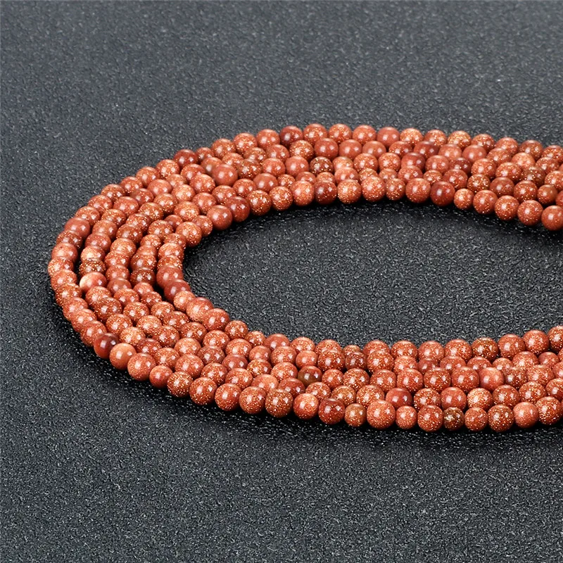 Оптовая продажа Круглые бусины 8/6/4 мм из натурального песка золотистого цвета