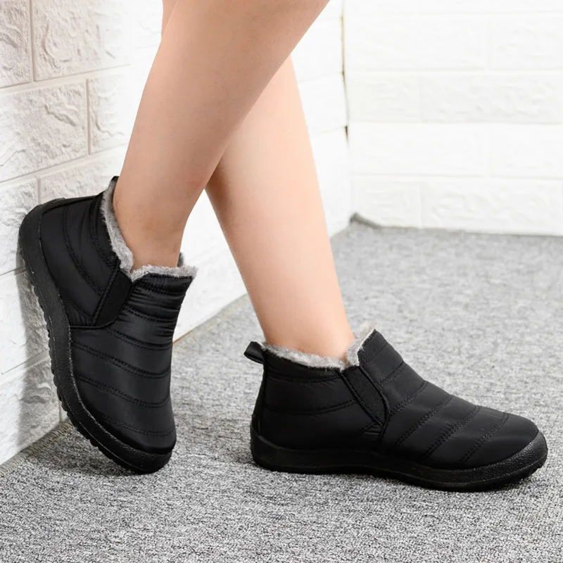 Зимние женские ботинки теплые зимние на меху ботильоны женская обувь из водонепроницаемого материала