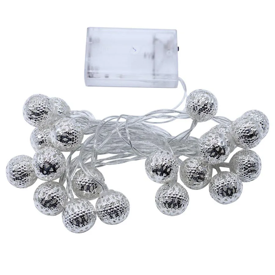 

Thrisdar Globe String Lights Battery Operated/USB 2M 30LED Sliver Moroccan Fairy String Light For Patio Garden Wedding Christmas