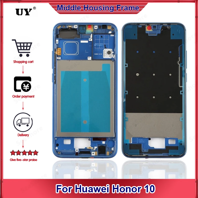 

Оригинальная передняя рамка для Huawei Honor 10 средняя рамка Корпус с боковыми кнопками питания запасные части