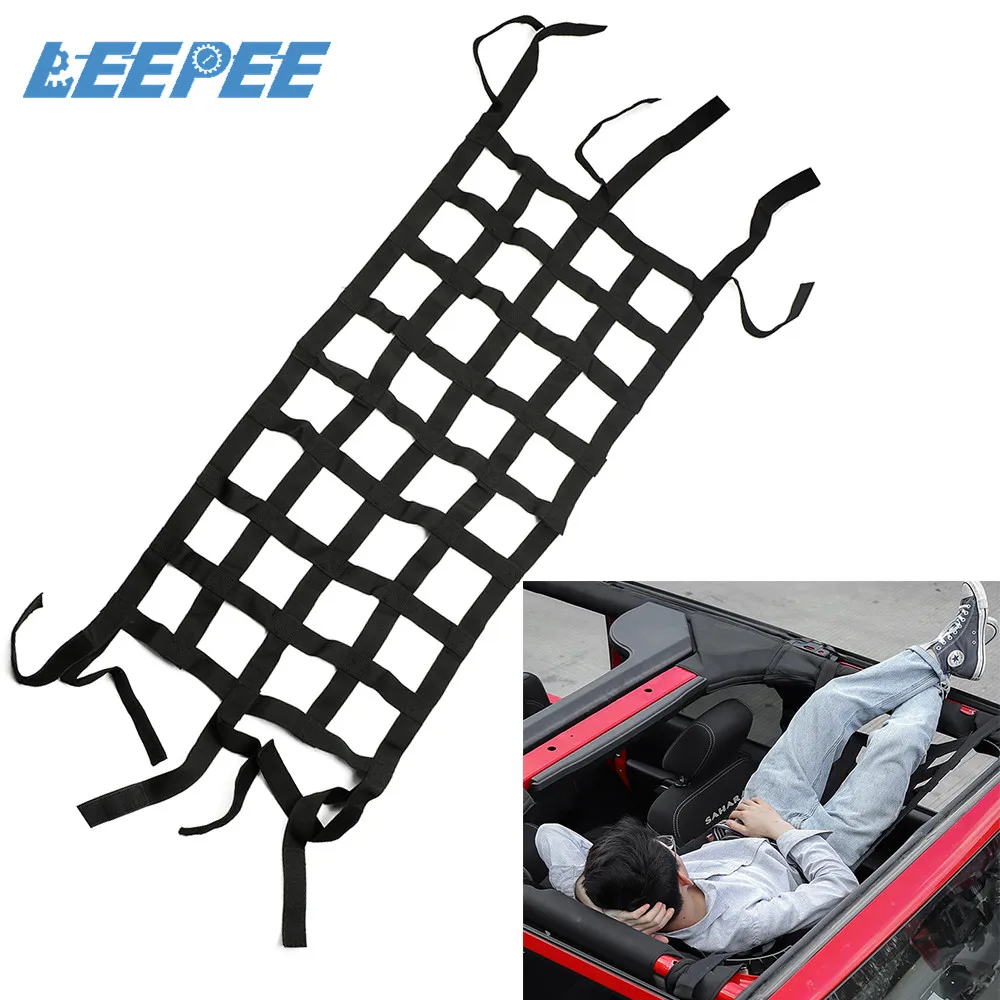 

Multifunction Car Top Roof Storage Tail Box Hammock Mesh Cargo Net Black Heavy Duty Cover For Jeep Wrangler Retrofit Accessories