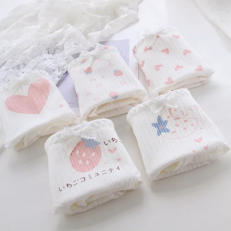 1 шт. 28 стилей милые женские хлопковые трусы средней посадки с принтом фруктов