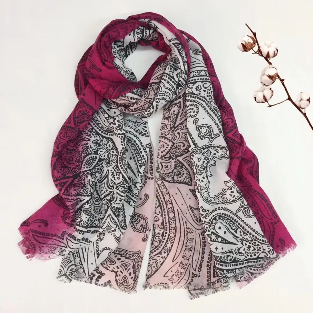 

2018 Fashion Vintage Paisley Print Fringe Scarves Shawls Wrap Long Soft Floral Print Muslim Hijab Muffler 6 Color FREE SHIPPING