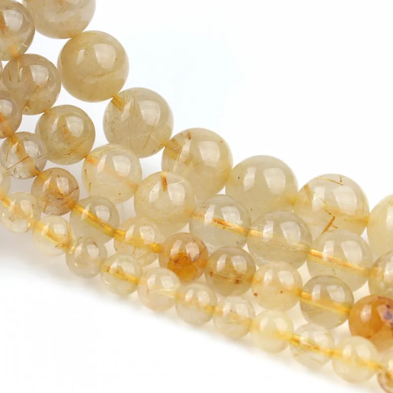 Круглые Бусины Из Натурального золота с рутилированным кварцем для ювелирных