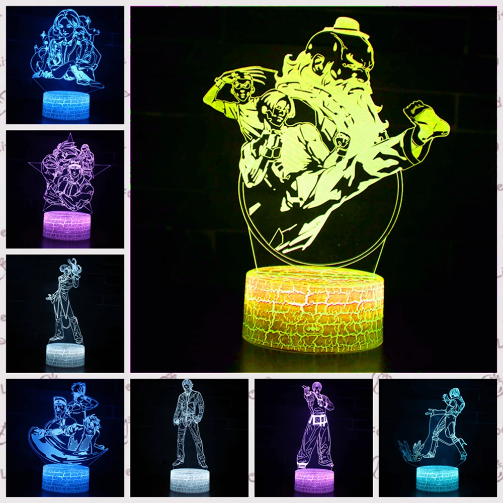 Аниме кунг-фу боксерская игра боксерская серия Король 3D Светодиодная Ночная подсветка 7 цветов Изменение касания для детей праздник день ро...