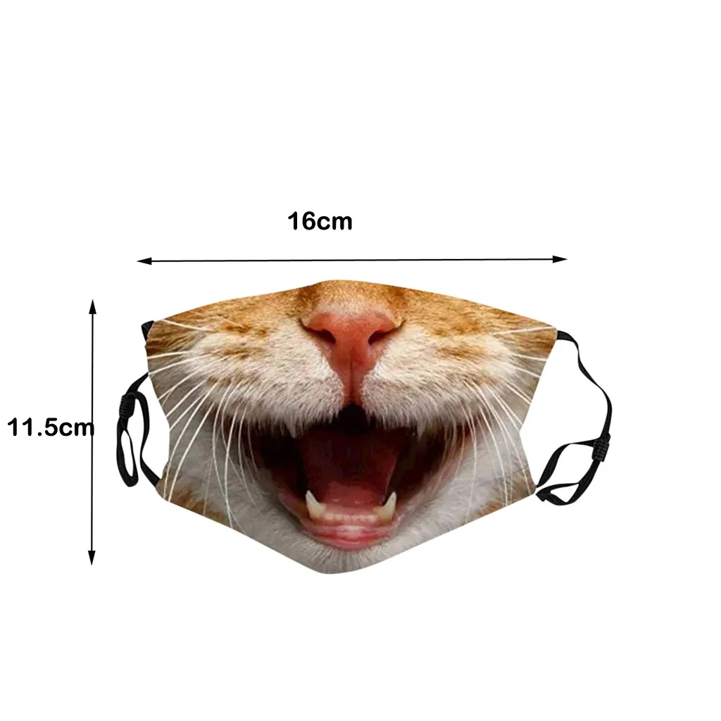 

1PCS Cat Funny Print Masks For Children Face Cover Washable Reusable Mouth-muffle Adjustable Ear Loops Mascarilla Mascaras Z0821