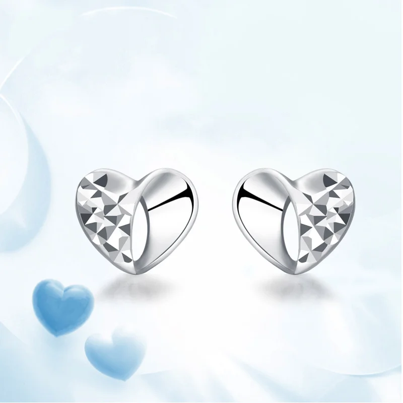 Платиновое белое Настоящее твердое Золотое сердце бриллиантовые серьги с