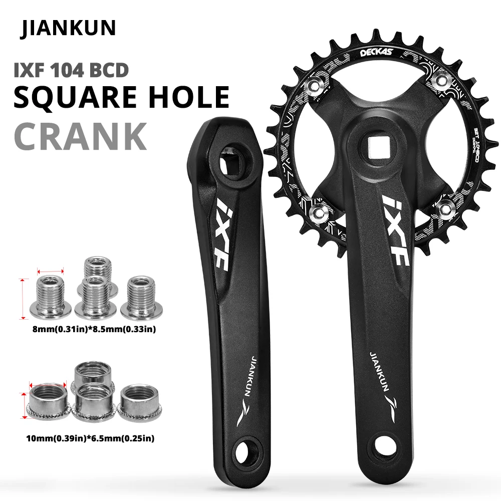 

IXF MTB Bike Square Hole Crank Chainwheel 104BCD 170mm Crank Arms for Bicycle Crankset 32T 34T 36T 38T DECKAS Round Chainring