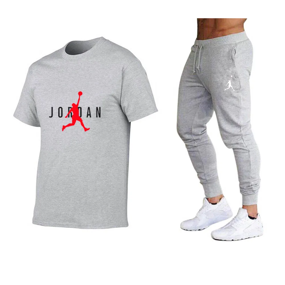 

Hot-Selling Summer T-Shirt Pants Set Casual Brand Fitness Jogger Pants T Shirt Hip Hop Fashion Men's Tracksuits