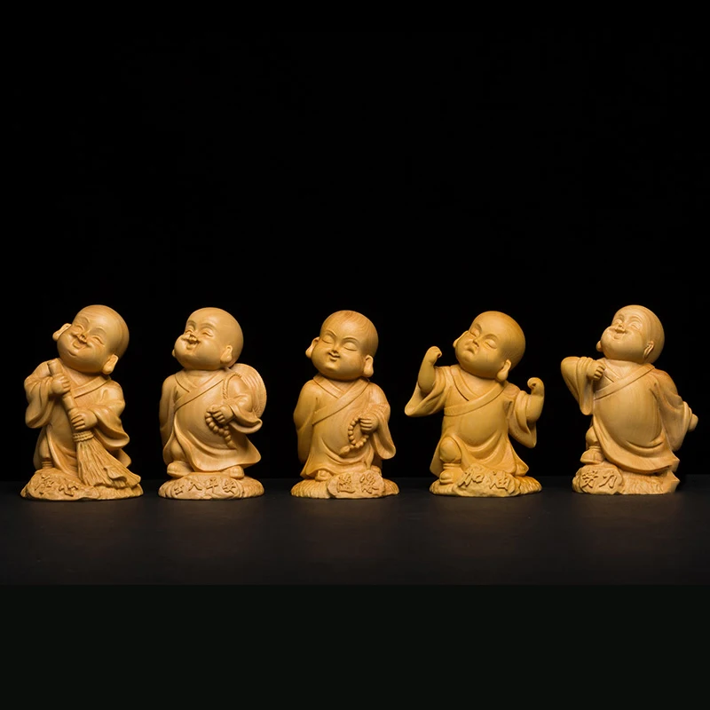 5 шт. 8 см Счастливый маленький монах дерево резьба по дереву ремесла подарок | Дом